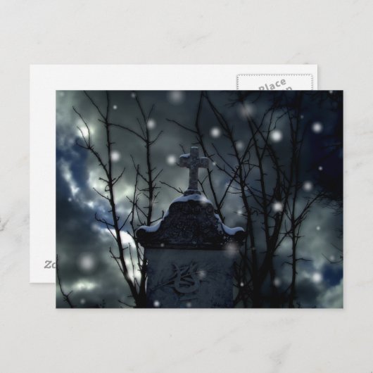 Sneeuw op het kerkhof postkaart (Voorkant / Achterkant)
