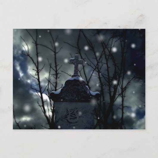Sneeuw op het kerkhof postkaart (Voorkant)