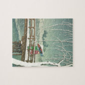 sneeuw op het kunstschildpad van de Edo Hasui Kawa Legpuzzel (Horizontaal)