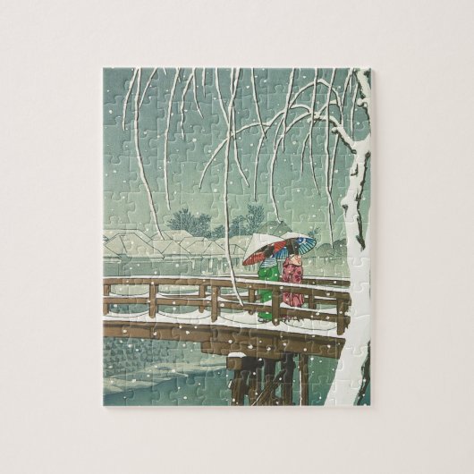 sneeuw op het kunstschildpad van de Edo Hasui Kawa Legpuzzel (Verticaal)