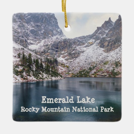 Sneeuw op het nationale park Emerald Lake Rocky Mo Keramisch Ornament (Voorkant)