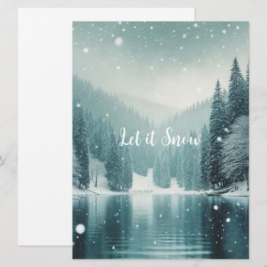 Sneeuw op het wintermeer in de bergen feestdagenkaart (Voorkant / Achterkant)