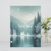 Sneeuw op het wintermeer in de bergen feestdagenkaart (Staand voorkant)