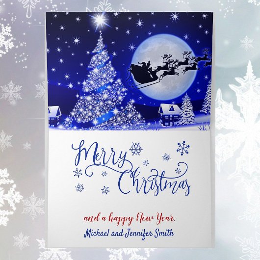 Sneeuw op kerstavond Names Santa Sleigh toevoegen Feestdagen Kaart