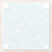 Sneeuw op lichte blauwe achtergrond glazen onderzetter (Achterkant)