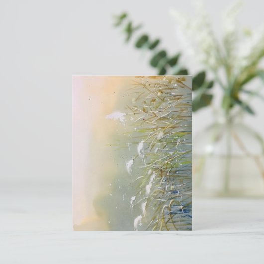 Sneeuw op moerasgras in Waterverf Feestdagenkaart (Staand voorkant)