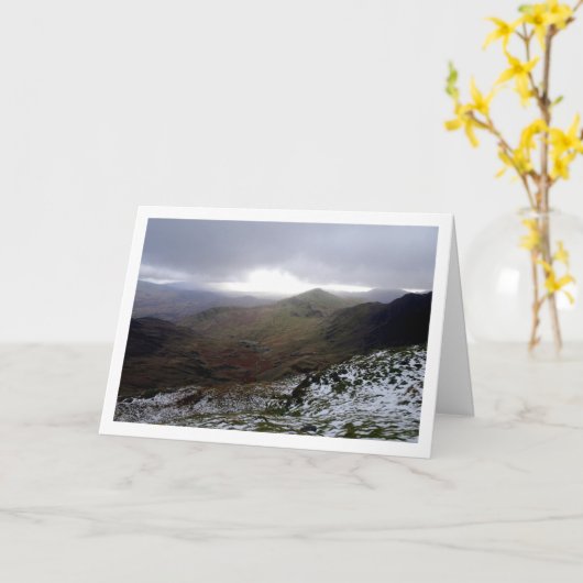 Sneeuw op Mount Snowdon Landschap, Wales Kaart (Gele Bloem)