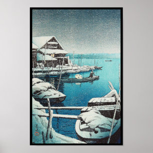 Sneeuw op Mukôjima Hasui Kawase shin hanga art Poster