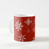 Sneeuw op rood canvas koffiemok (Voorkant links)