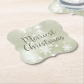 Sneeuw op Sage Elegant Abstracte Waterverf Kartonnen Onderzetters (Gekanteld)