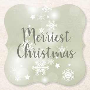 Sneeuw op Sage Elegant Abstracte Waterverf Kartonnen Onderzetters