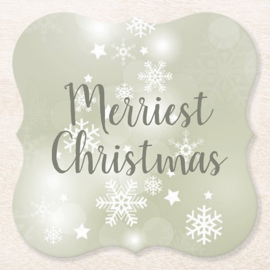 Sneeuw op Sage Elegant Abstracte Waterverf Kartonnen Onderzetters (Voorkant)