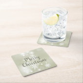 Sneeuw op Sage Elegant Abstracte Waterverf Kartonnen Onderzetters (Insitu)