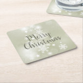 Sneeuw op Sage Elegant Abstracte Waterverf Kartonnen Onderzetters (Schuin)