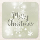 Sneeuw op Sage Elegant Abstracte Waterverf Kartonnen Onderzetters (Voorkant)