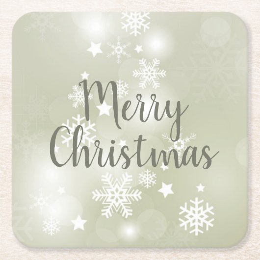 Sneeuw op Sage Elegant Abstracte Waterverf Kartonnen Onderzetters (Voorkant)