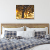 Sneeuw op Willow en Chinese Bridge, Godmanchester. Canvas Afdruk (Insitu (Slaapkamer))