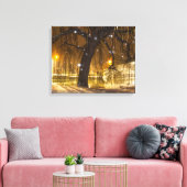Sneeuw op Willow en Chinese Bridge, Godmanchester. Canvas Afdruk (Insitu (Woonkamer))