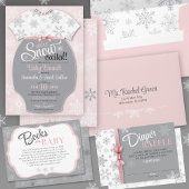 Sneeuw opgewonden Baby Brunch Roze Sneeuwvlok Het Kaart