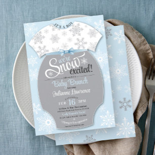 Sneeuw opgewonden Baby shower Blauw Sneeuwvlok Het Kaart