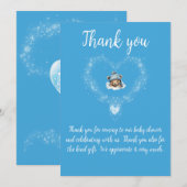 Sneeuw Opgewonden Blue Teddy Bear Baby shower Bedankkaart (Voorkant / Achterkant)