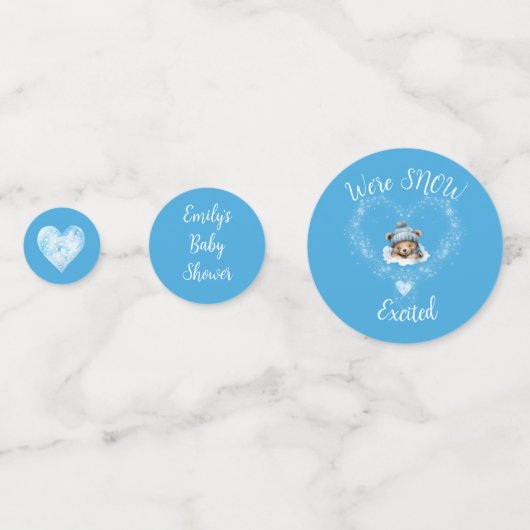 Sneeuw Opgewonden Blue Teddy Bear Baby shower Confetti (Achterkanten)