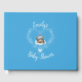 Sneeuw Opgewonden Blue Teddy Bear Baby shower Gastenboek