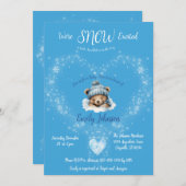Sneeuw Opgewonden Blue Teddy Bear Baby shower Kaart (Voorkant / Achterkant)