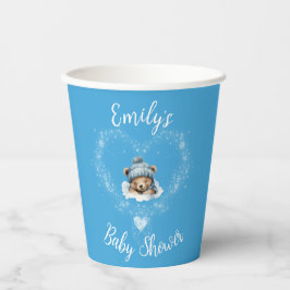 Sneeuw Opgewonden Blue Teddy Bear Baby shower Papieren Bekers