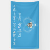 Sneeuw Opgewonden Blue Teddy Bear Baby shower Spandoek (Verticaal)