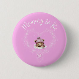 Sneeuw Opgewonden Roze Teddybeer Baby shower Ronde Button 5,7 Cm