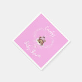 Sneeuw Opgewonden Roze Teddybeer Baby shower Servet (Hoek)