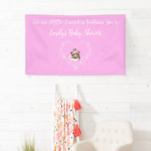 Sneeuw Opgewonden Roze Teddybeer Baby shower Spandoek (Insitu)