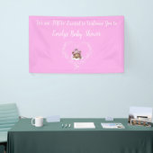 Sneeuw Opgewonden Roze Teddybeer Baby shower Spandoek (Beurs)