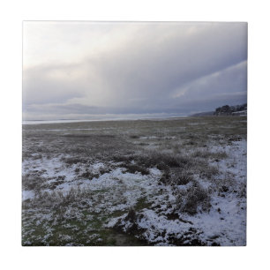 Sneeuw over de baai-keramische Tegel Tegeltje