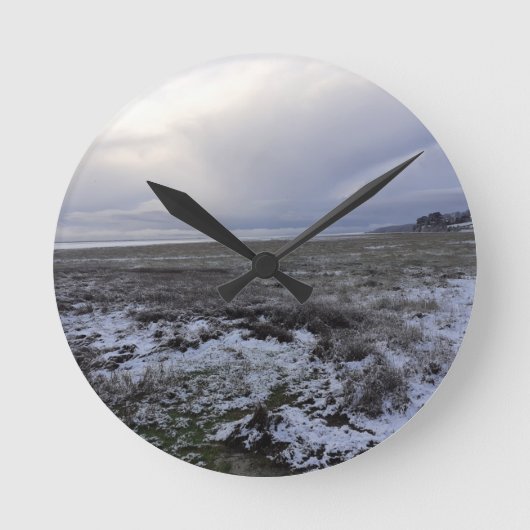 Sneeuw over de baai ronde klok (Voorkant)