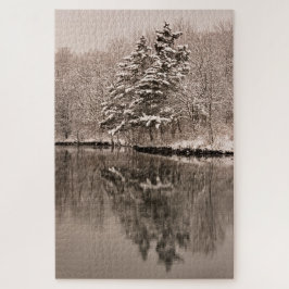 Sneeuw over het winterlandschap van Lake Winter Wo Legpuzzel