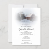 Sneeuw Overdekt Land Schuur en Silo Winter Bruilof Magnetische Uitnodiging (Voorkant)