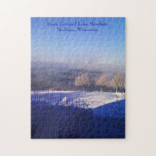 Sneeuw overdekt meer Mendota, Madison, Wisconsin Legpuzzel