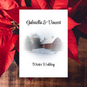 Sneeuw Overdekt Schuur Winter Land Ranch Bruiloft Kaart