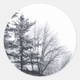 Sneeuw Overdekte Bomen Winter Foto Ronde Sticker