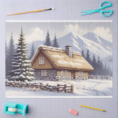 Sneeuw Overdekte Cabin Winter Waterverf Decoupage Tissuepapier (Craft)