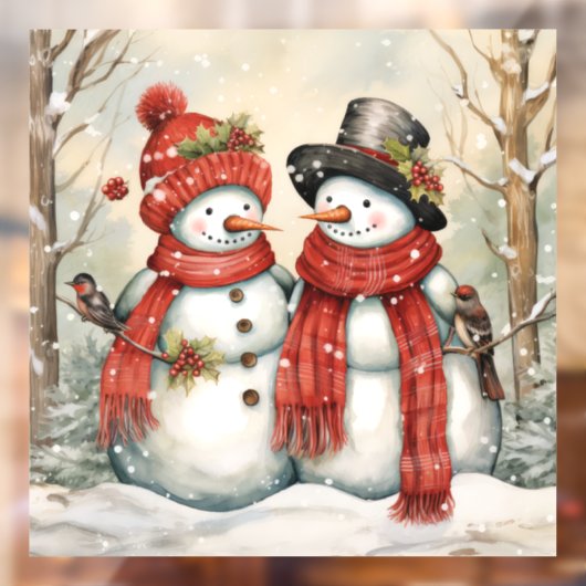 Sneeuw Paar Venster Cling Raamsticker (Vel 2)