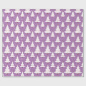 Sneeuw Paarse en roze kerst Cadeaupapier (Vlak)