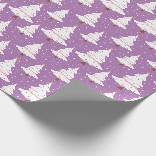 Sneeuw Paarse en roze kerst Cadeaupapier (Hoek)