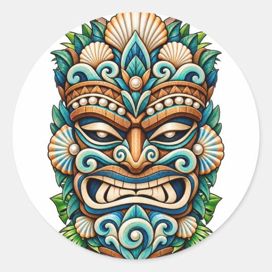 Sneeuw Parel Tiki Sticker (Voorkant)