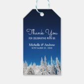 Sneeuw Pijnbomen Winter Bruiloft Dank u Cadeaulabel (Voorkant)