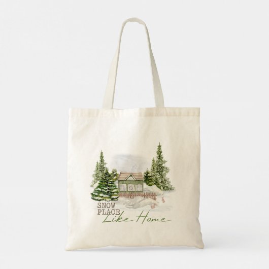 Sneeuw Place Like Home Kerstvakantie Tote Bag (Achterkant)