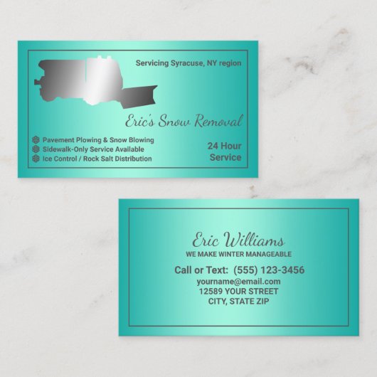 Sneeuw ploegen en verwijderen visitekaartje (Voorkant / Achterkant)