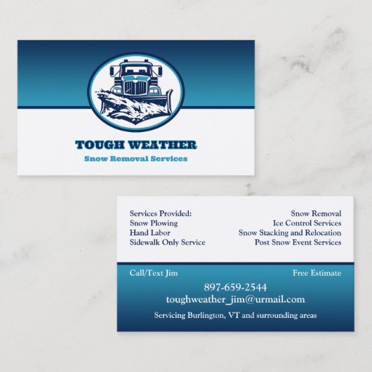 Sneeuw ploegen Visitekaartje (Voorkant / Achterkant)